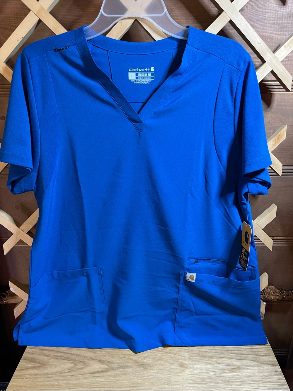 NWT - Women’s Sz L Modern Fit Carhartt Blue Scrub / 94% Polyester 6% Spandex